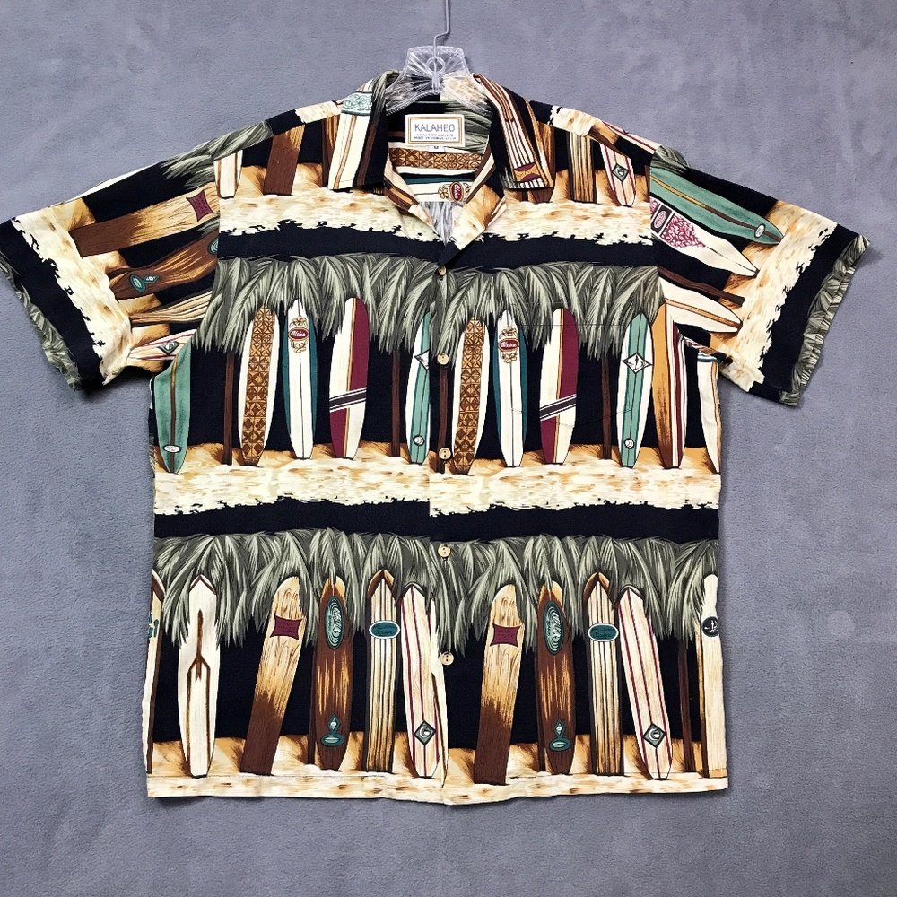 Kalaheo RJC Hawaiian Surfboards Shirt Mens Medium Front Pocket Made in USA Vtg